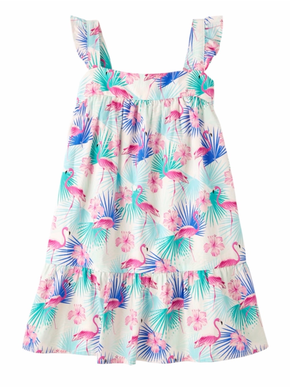 Gymboree Seaside Flamingo Tropical Print Sundress Teal Pink Blue Girls 10